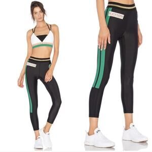 P.E NATION On Deck Legging In Black And Green Athleisure Size Small